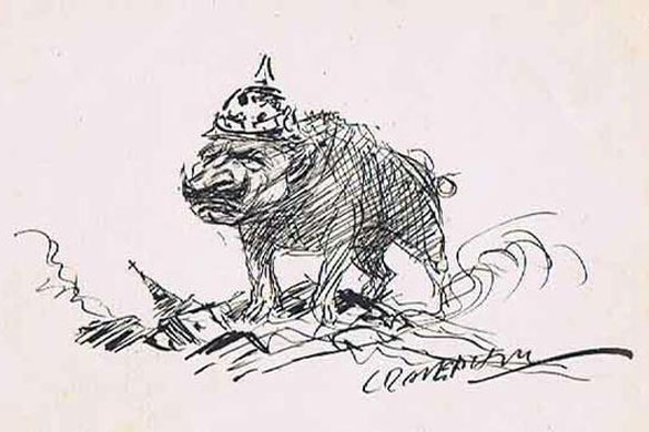 Карикатура на кайзера Вильгельма (Kaiser Wilhelm), 1915 г. Автор неизвестен.