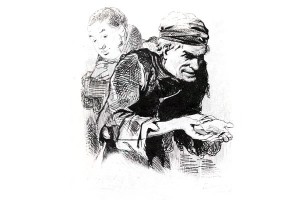 Плюшкин. Иллюстрация Агина А. А. к поэме Н. В. Гоголя "Мёртвые души". 1846 — 1847.